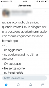 Non chiamare il file del CV CV!